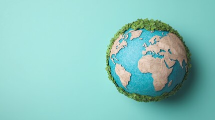 Fototapeta premium Eco-Friendly Layered Earth Model with Green Leaves on a Bright Background