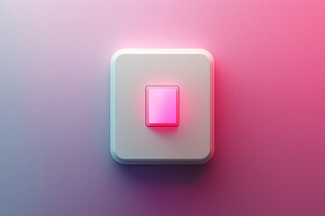 A glowing switch with a modern design, radiating soft pink light against a gradient background.