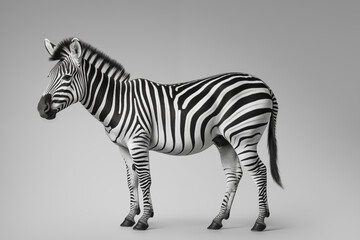 Fototapeta premium Isolated Full Zebra in Studio Lighting – High Resolution Image of African Mammal