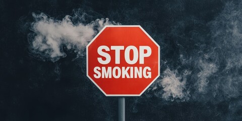 World no tobacco day with awareness and disease idea. Stop smoking sign with smoke background emphasizing health message.