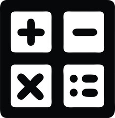 Obraz premium Math Symbols in Black Square Icon Plus, Minus, Multiply, Divide in White