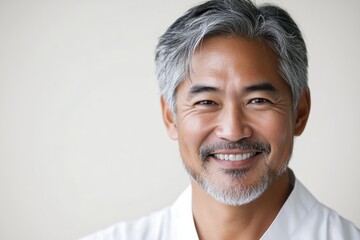 A middle aged Asian man, dressed in work attire, poses against a plain backdrop, reflecting both professionalism and a friendly, everyday style.