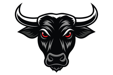 Bold Bull Silhouette Logo Monochrome Vector Illustration of Buffalo, Ox, and Cow Head Design.