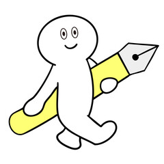 万年筆のペンを持つ棒人間イラスト2