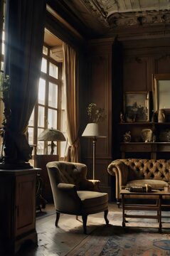 A living room with a couch, chair, and table