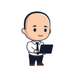 simple flat illustration of office man carrying laptop