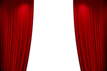 Open red theater stage curtain, photo, png isolated on transparent background	