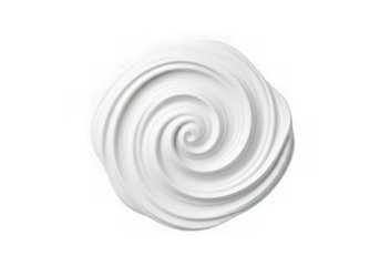 Cream white spiral on white plate on white background, on transparent background png