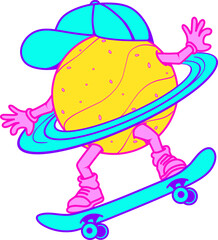 A cartoon style planet skateboarder character 