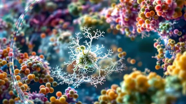 Microscopic Mold with Intricate Mycelium Formations for Biology Research