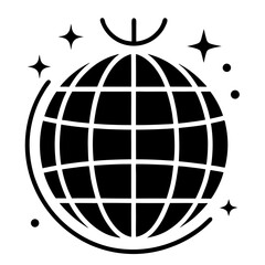 Disco Ball Black Silhouette Graphic Icon For Party Night Events Theme Design