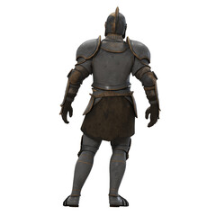 Armored knight standing in full battle gear.
