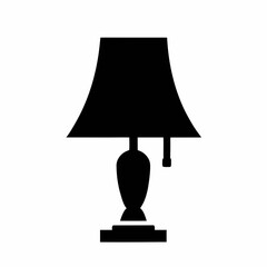 Obraz premium Simple Black Table Lamp Icon Illustration Decorative Interior Lighting Design Element