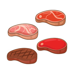 illustration art set bundle various kinds of beef cute sticker design