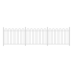 Modern metal fence. Metal barrier for defense and control. Vector illustration