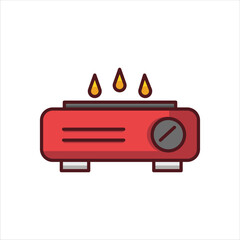 Gas Stove Icon - Vector Illustration, House Appliances