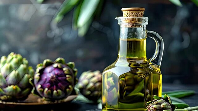 artichoke essential oil. Selective focus