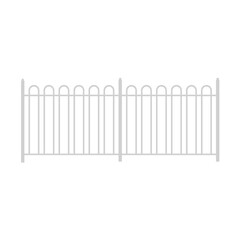 Modern metal fence. Metal barrier for defense and control. Vector illustration