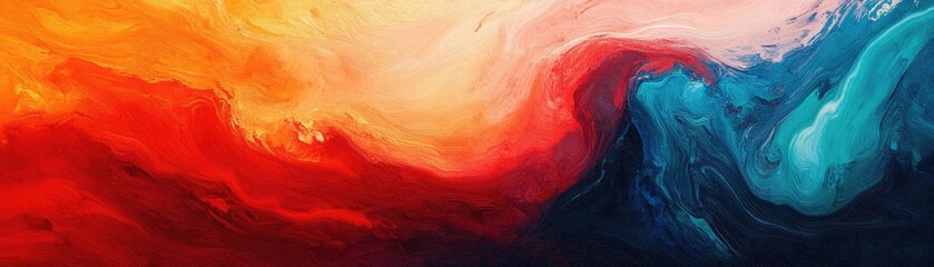 Obraz premium Abstract blend of fiery orange-red and cool teal-blue hues