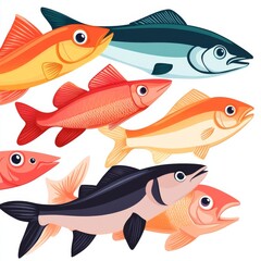 Fototapeta premium fresh fish cut raw salmon clipart, market-style display, realistic effect, isolated on white background