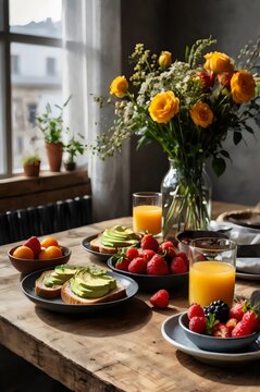 A table with a variety of fruits and vegetables, including avocados