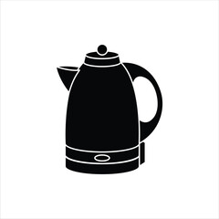 Electric Kettle Flat Icon - Vector Illustration, House Appliances Theme.