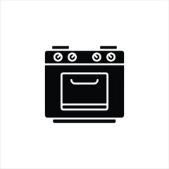 Gas Stove Flat Icon - Vector Illustration, House Appliances Theme.