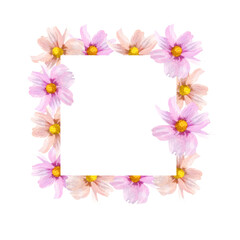 Square Frame of Pink Watercolor Flowers.