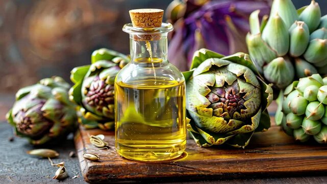 artichoke essential oil. Selective focus