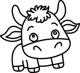 Coloring Page Outline of Cartoon Cow. Farm Animals. Coloring Book for Kids.