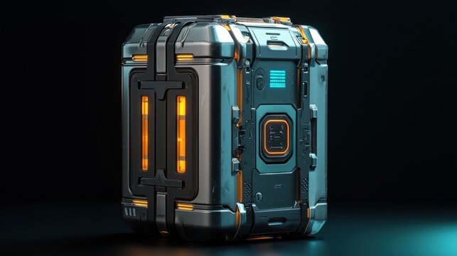 Futuristic metallic storage container