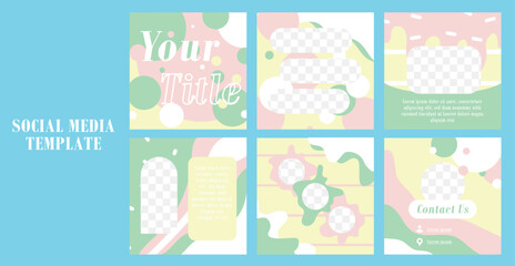 Fototapeta premium social media banner with cute poster design. cute and soft colored social media template. suitable for social media post feed