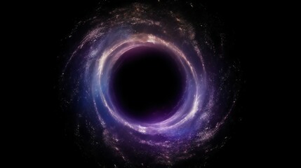 Abstract cosmic black hole with glowing nebula and swirling galaxies effect