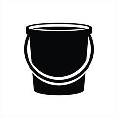 Bucket Silhouette Icon - Black and White Vector