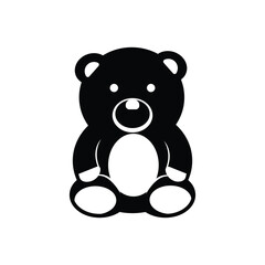 Teddy Bear Silhouette Icon - Black and White Vector
