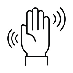 Hand Waving vector outline icon. EPS 10 file