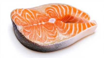 thick cut salmon steak clipart, premium seafood, soft shadows, isolated on white background