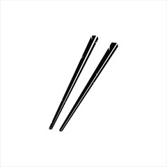 Chopsticks Silhouette Icon - Black and White Vector