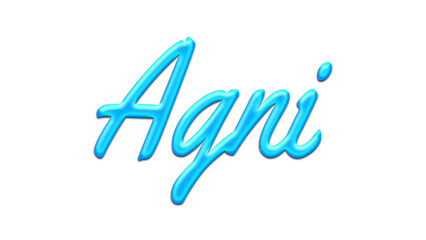 Glowing blue effect of name Agni on white background.