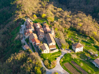 Croatia, aerial view of the smallest town Hum on Istrian peninsula