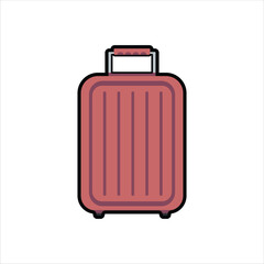 Red Suitcase Illustration - Travel Luggage Bag Vector