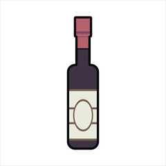 Wine Bottle Icon - Alcoholic Beverage Vector Illustration