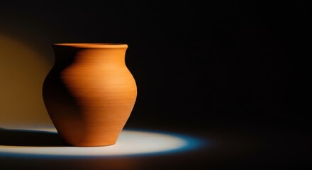 Elegant clay vase illuminated by soft light against a dark background, showcasing craftsmanship - biggest clay pot | large clay pot