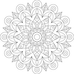 Rounded mandala vector illustration with petal-like shapes. Ideal for relaxing coloring projects and gentle organic design themes