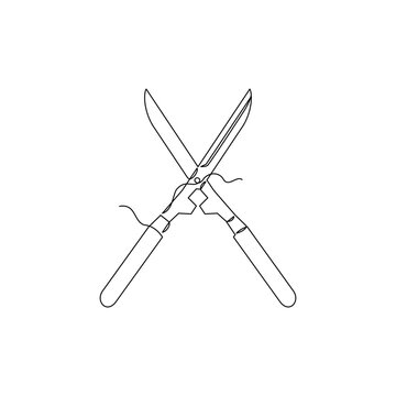 single line scissors cutting, white background clip art preview