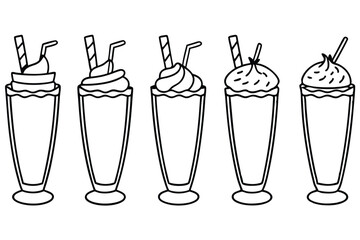 Milkshake Line Art Creative Design for Modern Illustration Artwork  