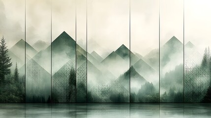 there is a picture of a mountain scene with a lake