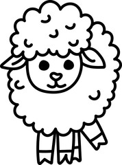 Obraz premium Coloring Page Outline of Cartoon Sheep. Farm Animals. Coloring Book for Kids.