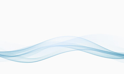 Abstract blue waves flowing smoothly across a white background, creating a sense of motion and fluidity.