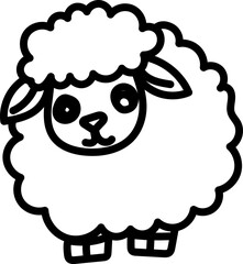 Coloring Page Outline of Cartoon Sheep. Farm Animals. Coloring Book for Kids.